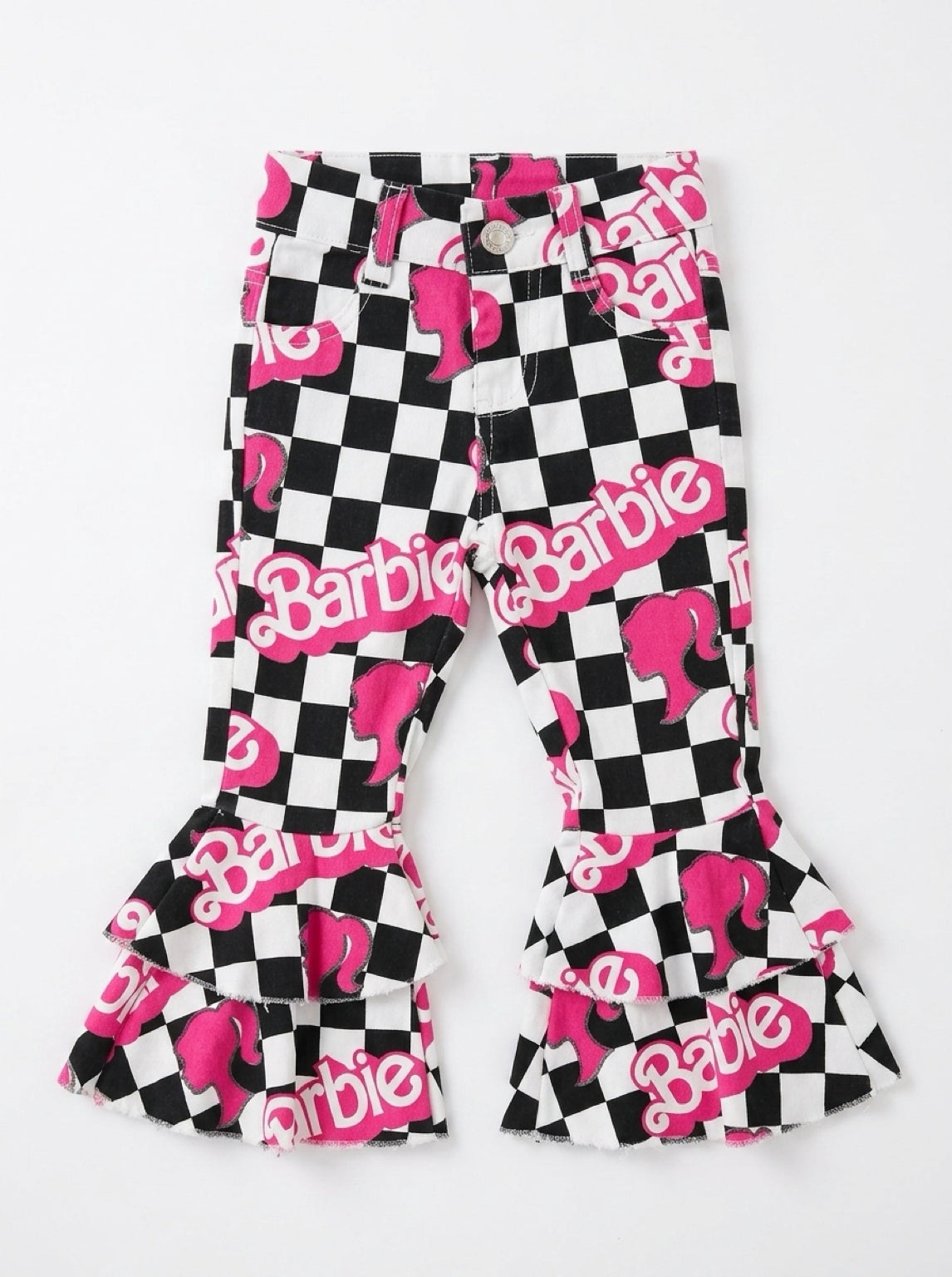 Black checkered barbie denim jeans