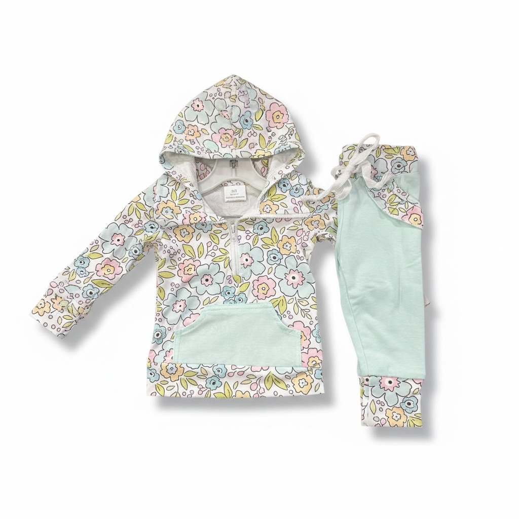 Light teal floral 2pc Set
