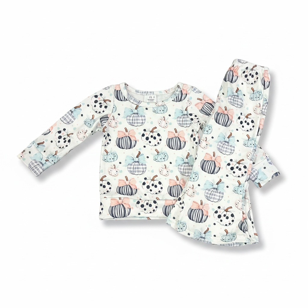 Pastel pumpkin & bow 2pc Set