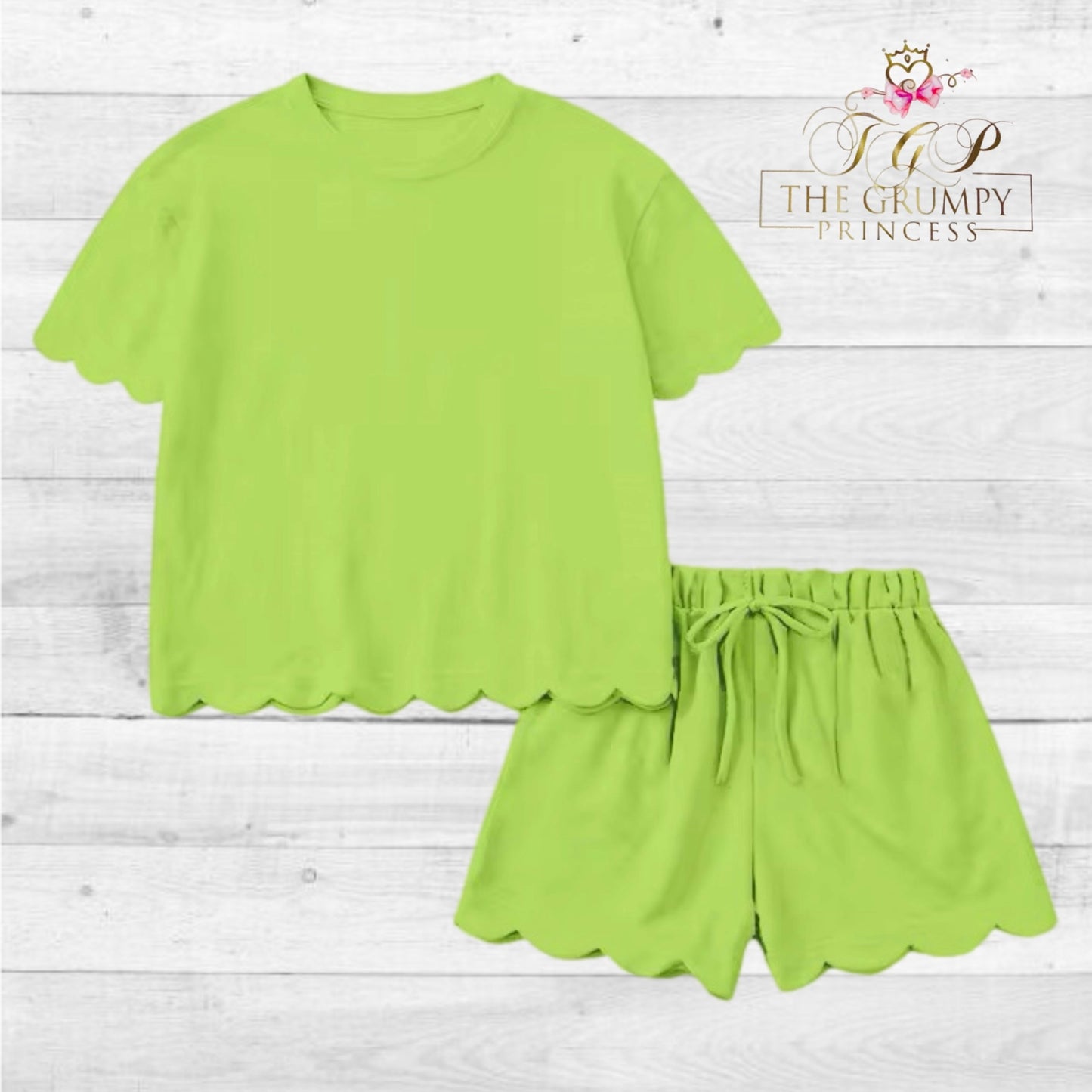 Green Girls Scalloped Set