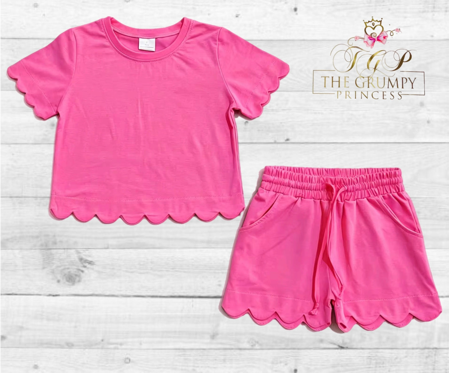 Hot Pink Girls Scalloped Set