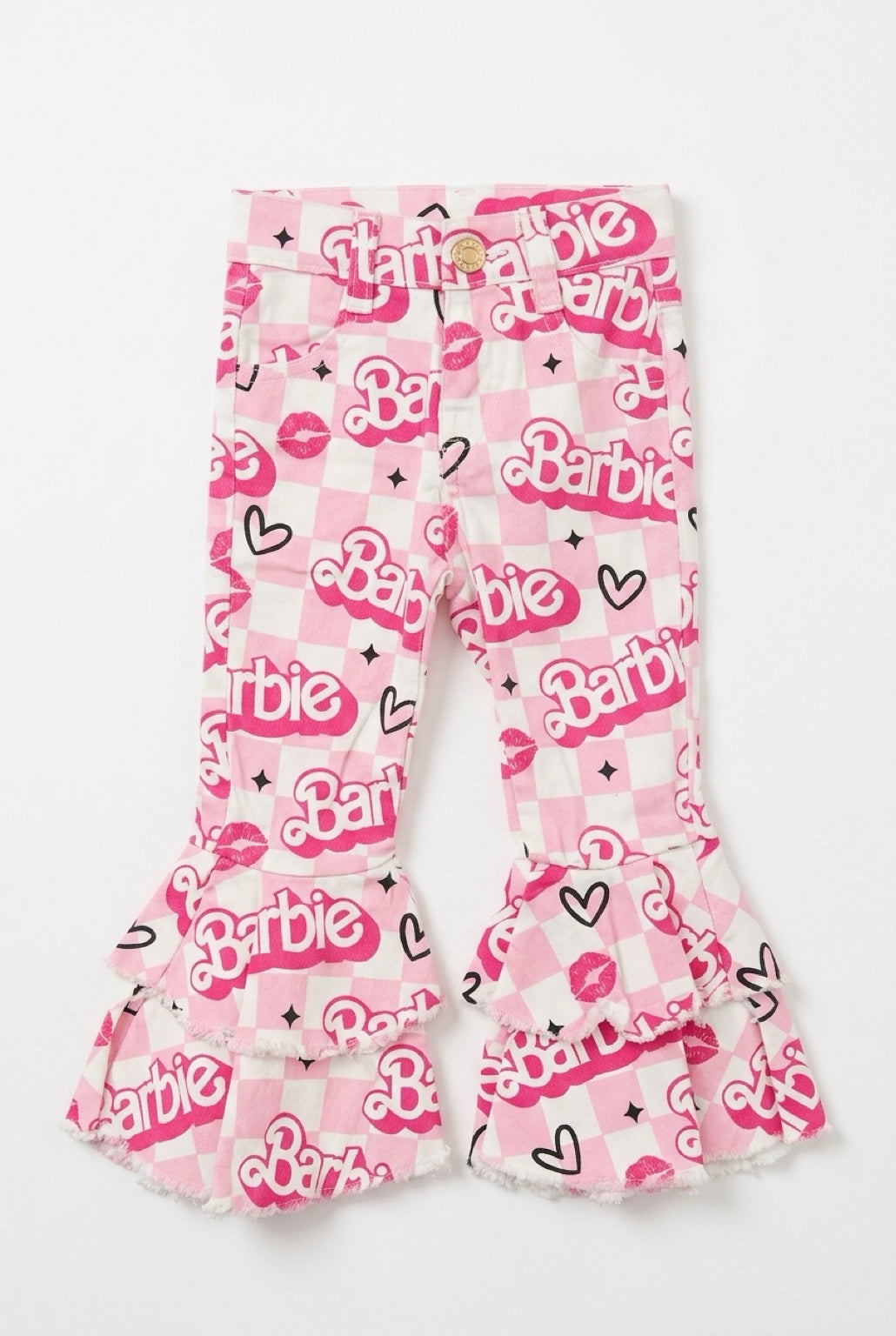 Pink checkered barbie denim jeans