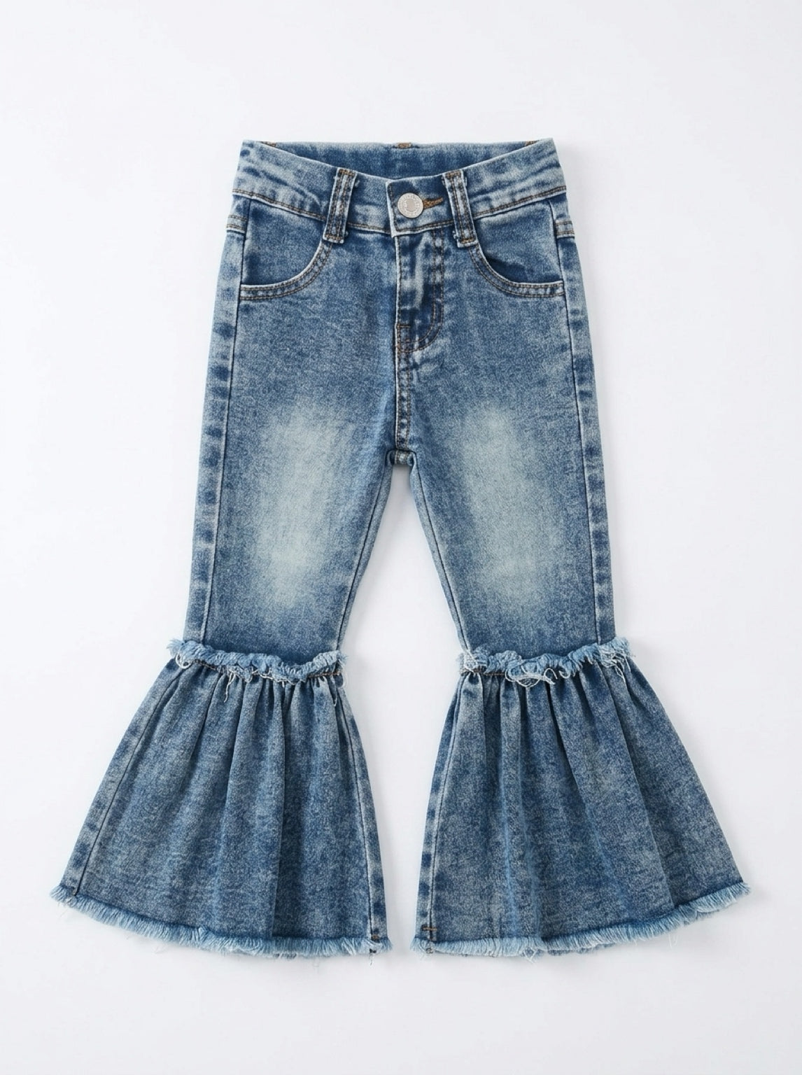 Girls distressed flared hem jeans