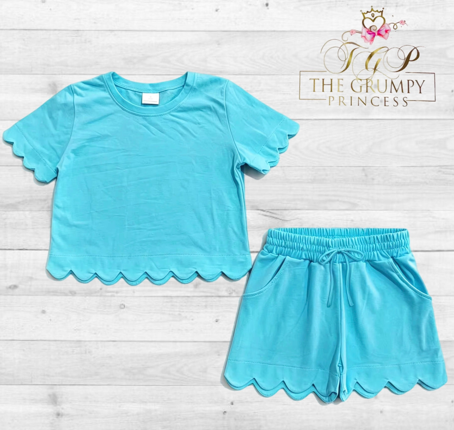 Blue Girls Scalloped Set