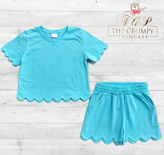 Blue Girls Scalloped Set