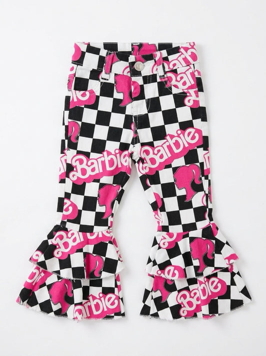 Black checkered barbie denim jeans