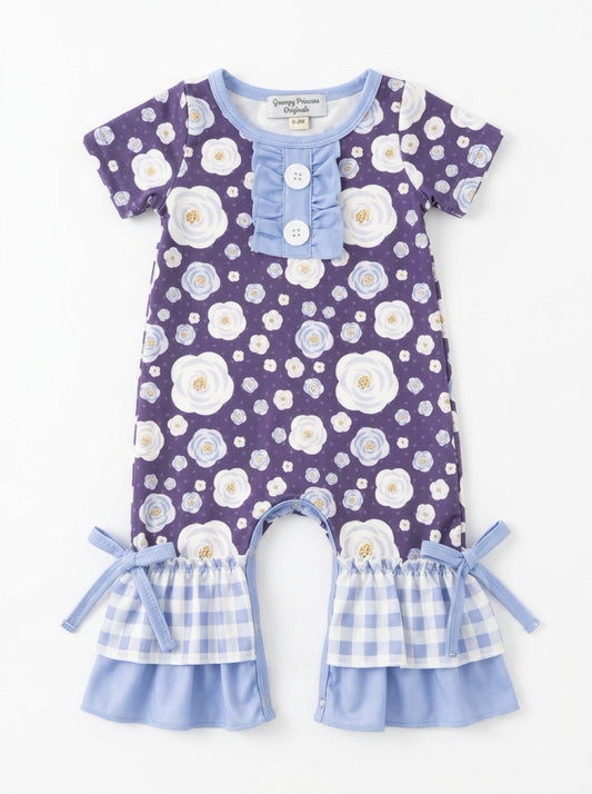 Purple floral romper