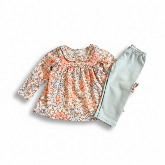 Retro pink & blue daisy 2pc Set