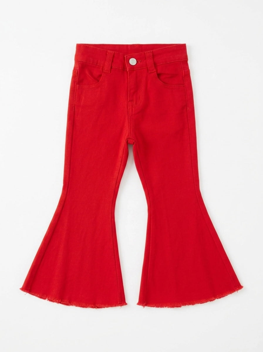 Red flare jeans