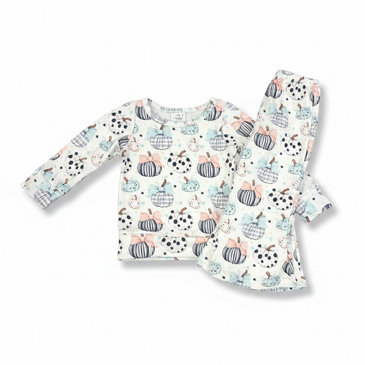 Pastel pumpkin & bow 2pc Set