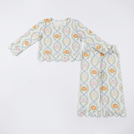Pumpkin & Floral Scallop 2pc set