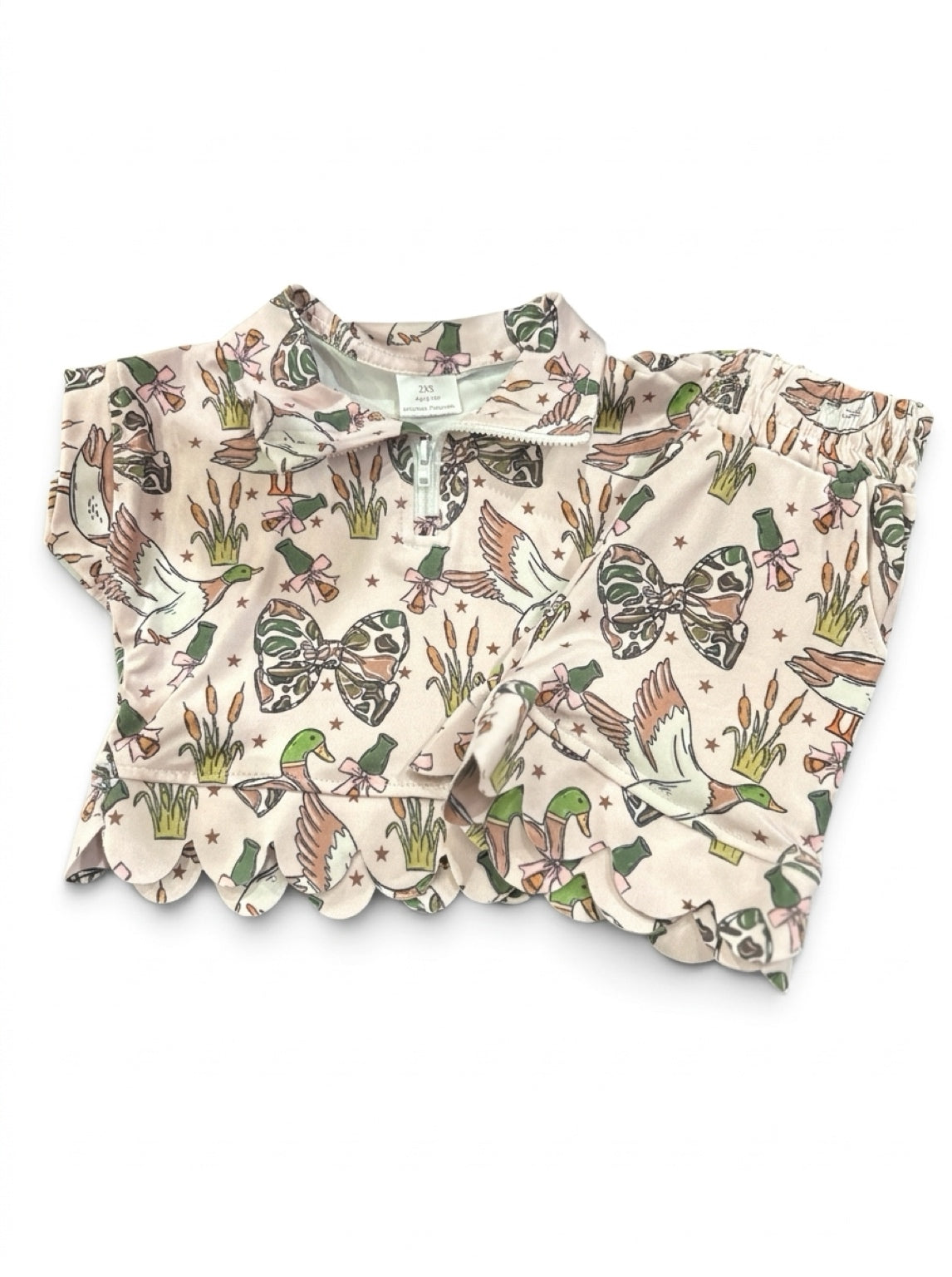 Pink duck & camo girls Scalloped Set