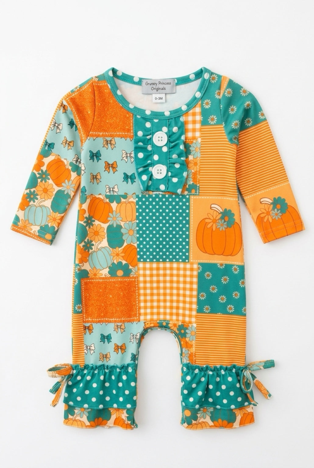 Pumpkin patchwork romper